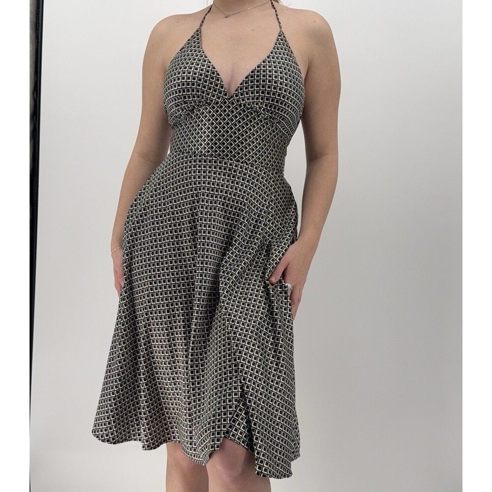 Alyn Paige NY Geometric Satin Halter Formal Y2k Dress Size 4